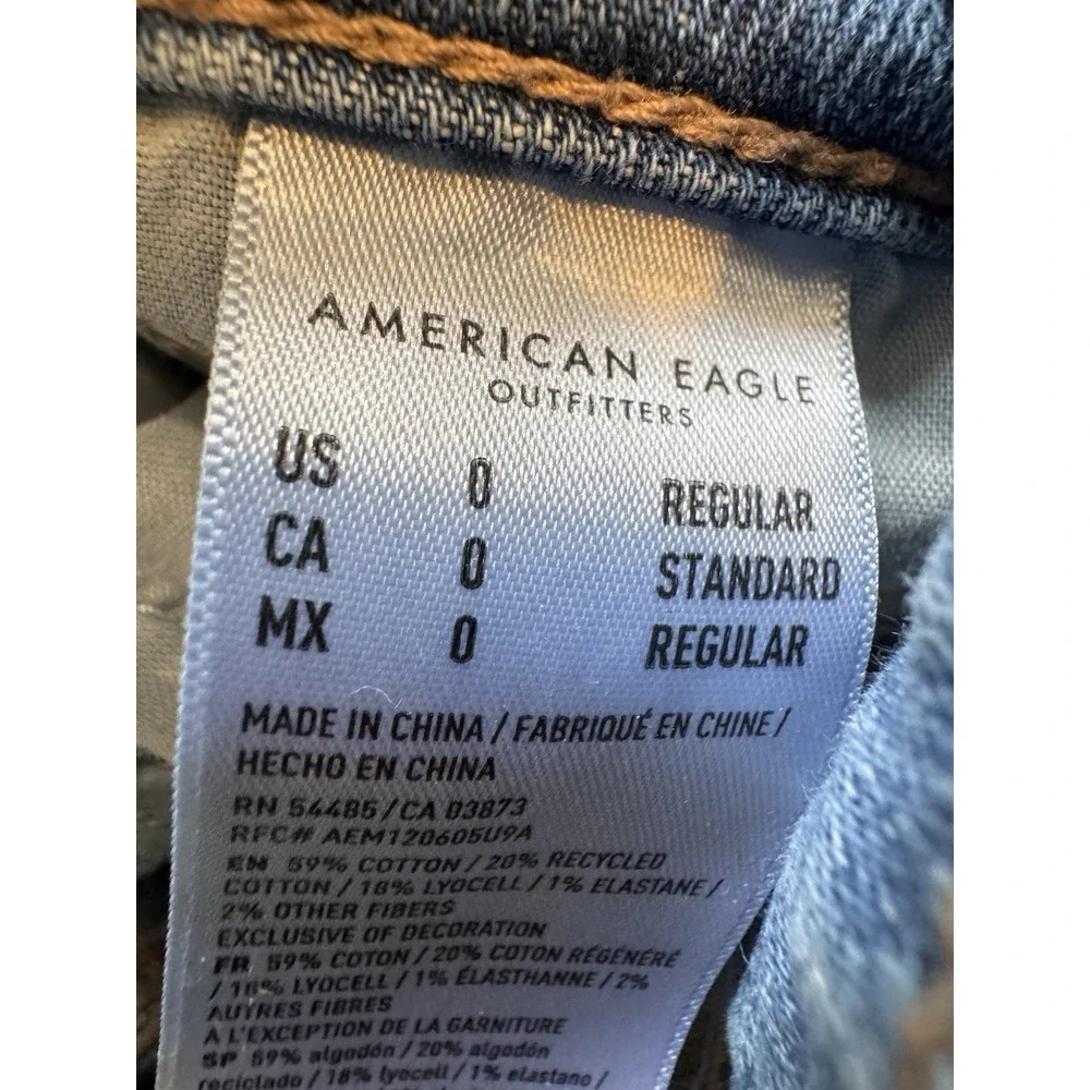 American Eagle AE Baggy Jeans Wide Leg Women Loose Holes Skater Festival 0 XS
